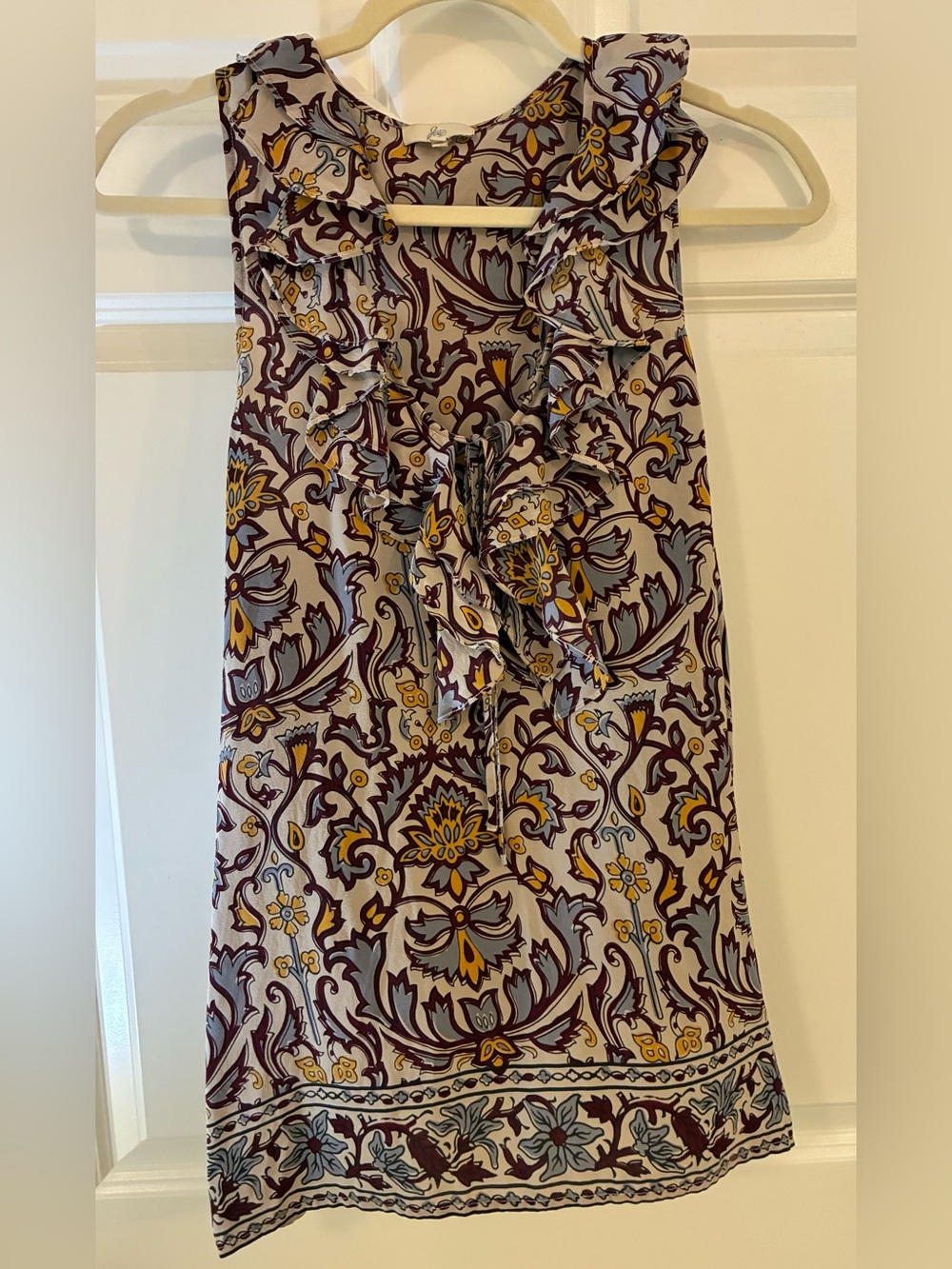 Joie Floral Paisley Sleeveless Top - Cream, Burgundy, Blue, Yellow